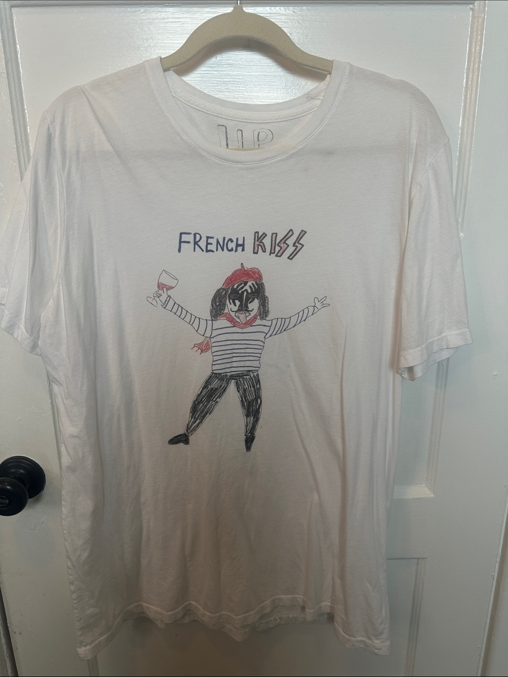 White 'French Kiss' Graphic Short Sleeve Tee